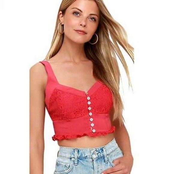Free People Tops - NWT Free People Red Lace Crop Top